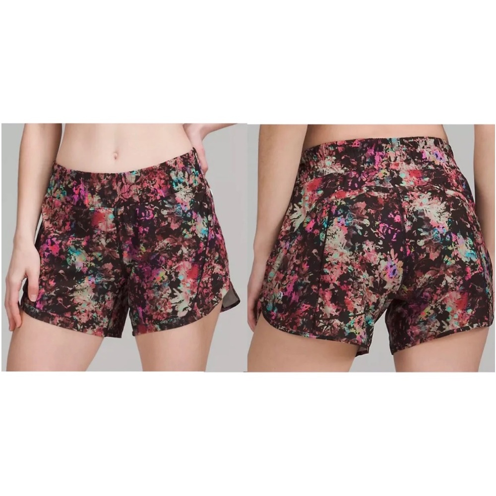 Lululemon Track That Mid-Rise Lined Short 5" Stencil Blossom Multi Red 4 NEW